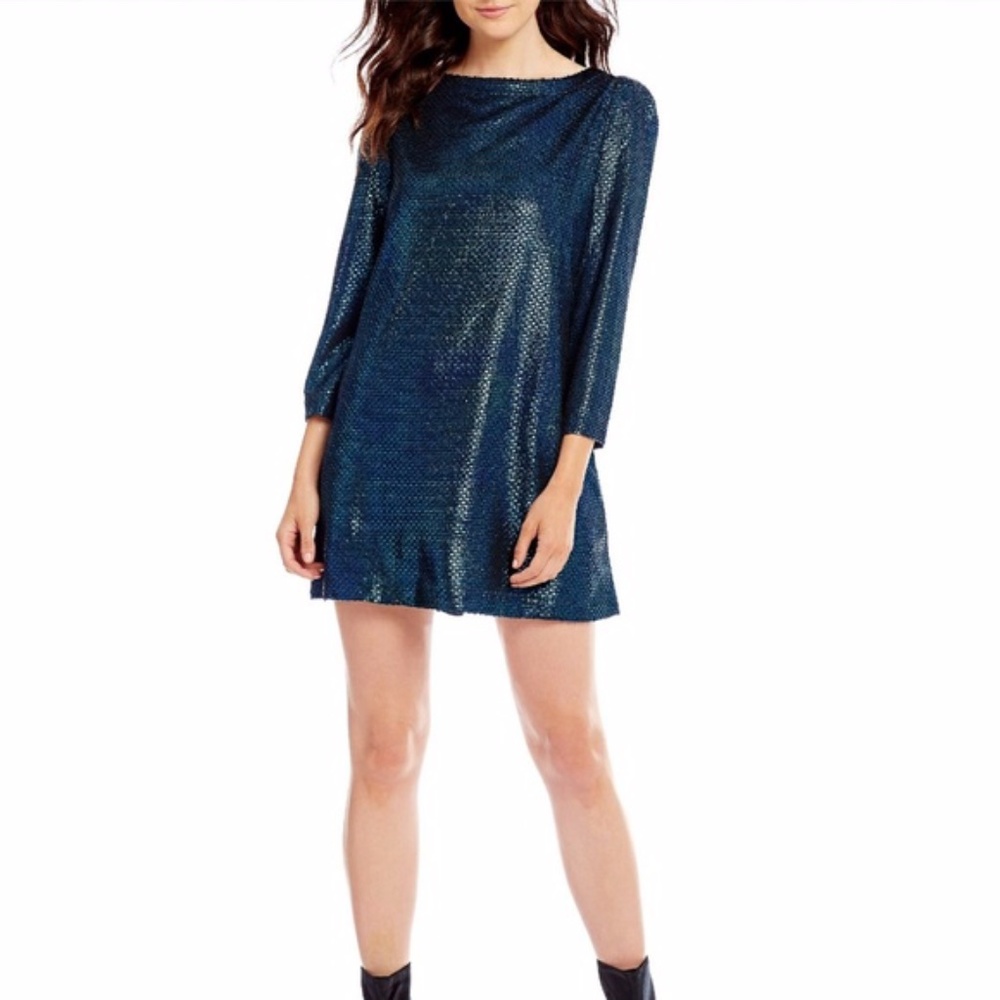 Free People Blue Metallic Diamonds Are Forever Dress XS Prom Mermaid